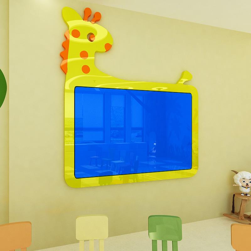 学校宣传栏墙贴3d立体幼儿园装饰品墙贴亚克力卡通鹿展示板教室