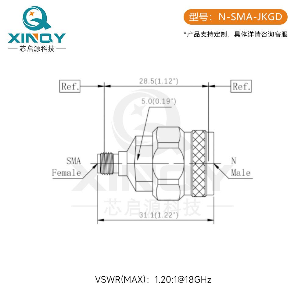 50欧姆不锈钢接转头公N转SMA母18g射频转接器AEY同轴射频头