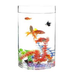 圆柱形鱼缸圆柱体落地客厅超白玻璃圆形一体成型小中型桌面金鱼缸