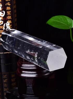 天然原石水晶摆UWU熔炼六棱水晶白件家居晶柱白色透明水晶六棱柱