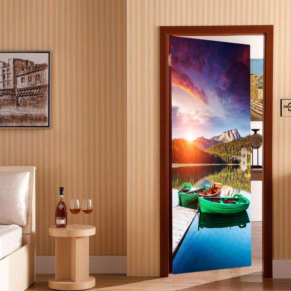 巨创跨境货源PVC贴纸3自粘门贴D墙M0221贴卧室客代装现饰厅湖边小