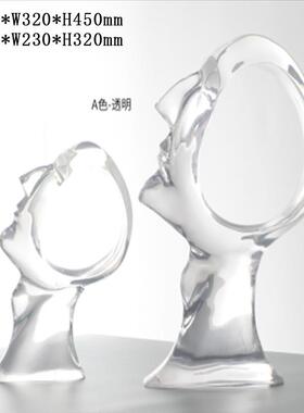 现代简约创意透明树脂雕摆件酒家居客厅玄塑关轻软装奢高32档店艺