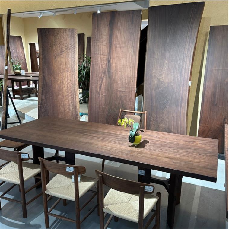 北美黑胡桃大板桌整板桌木面奢高茶端老板办公桌BMY时尚原木家轻