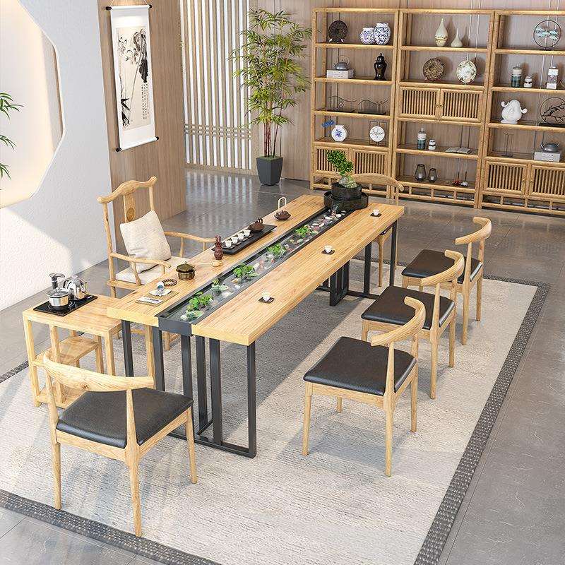 新中会客流茶台桌公接待茶桌洽谈泡茶桌式养鱼水办景观大板茶HDV