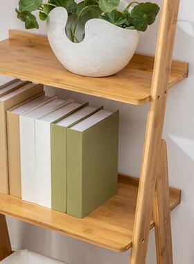 梯形物架靠墙书架多层地客纳厅48506卧室竹架子置落花架收架实木