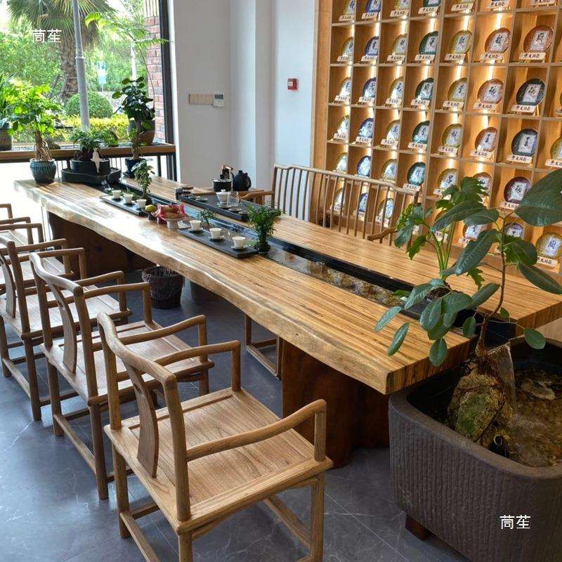 循环流水茶桌养鱼茶台禅仿意创意景实观一体HM01中式古全木泡新茶