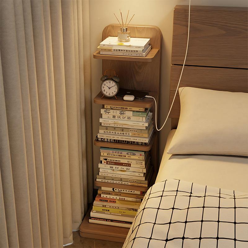 隐书柜落地置倾物架实木书架式立客厅形收纳架靠墙防倒转角BNAL44