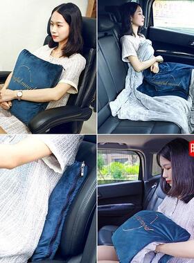 折汽车抱枕被子子两用多功能大叠厚实加厚保暖号抱枕毯秋冬车CIS