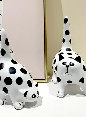 样波点猫咪动物树脂厅摆件家居MQE饰品创意客面酒柜装饰品桌板间