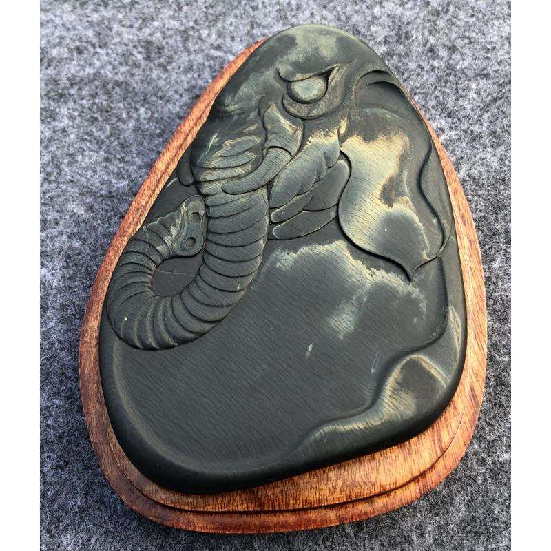 精品歙砚龙尾砚老坑眉纹金星罗纹砚石材婺源砚台文房四宝书法用品