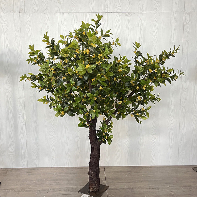 仿真桂花树玉兰花束大型室内人造假树仿真盆景假树枝造景装饰花树