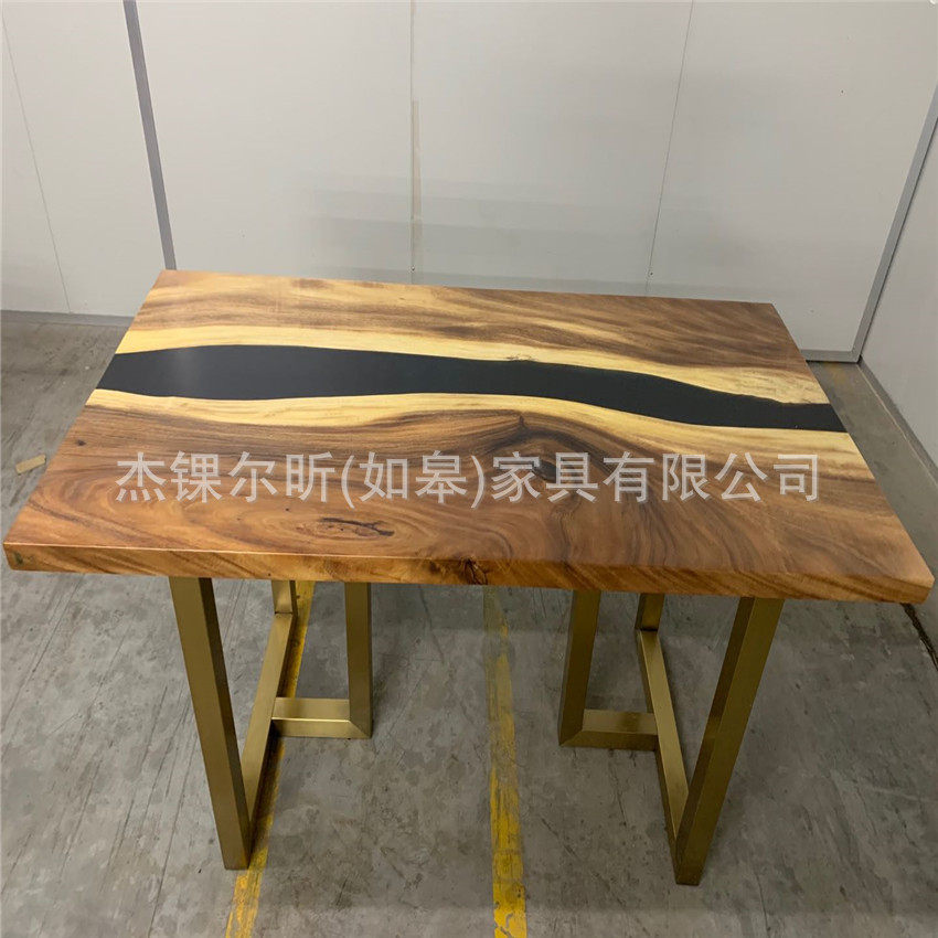 .北欧实木树脂河流圆桌简约现代卧室酒店创意茶几个性家具定制