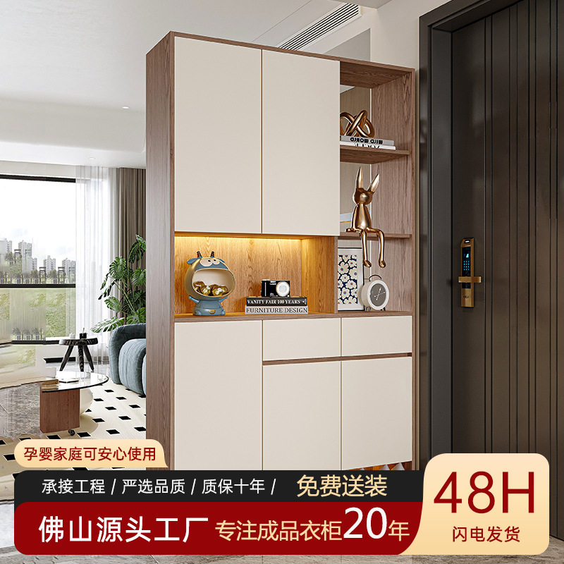 实木欧松板玄关隔断储物柜