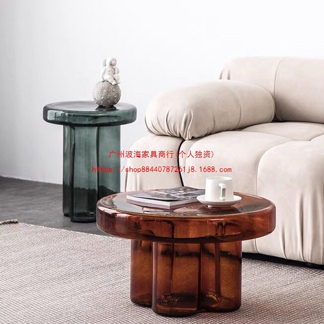 玻璃茶几轻奢现代客厅家用小户型花瓣茶桌边几北欧简约创意角几