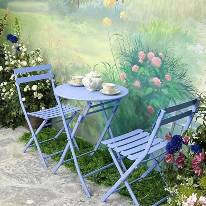 户外阳台桌椅套装铁艺单桌休闲网红户外庭院露台创意茶几拍照