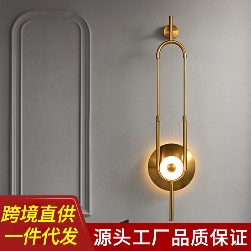 高级感长杆售楼处大厅壁灯轻奢欧式酒店大堂别墅客厅玄关大理石灯