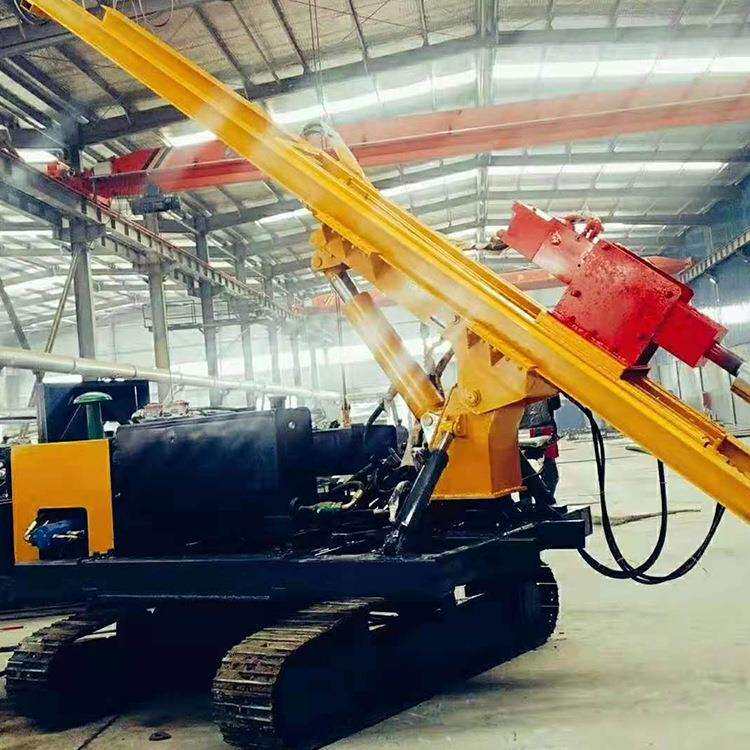 中旺履带式光伏打桩机钢管桩打桩钻孔机器山地陡坡压桩机