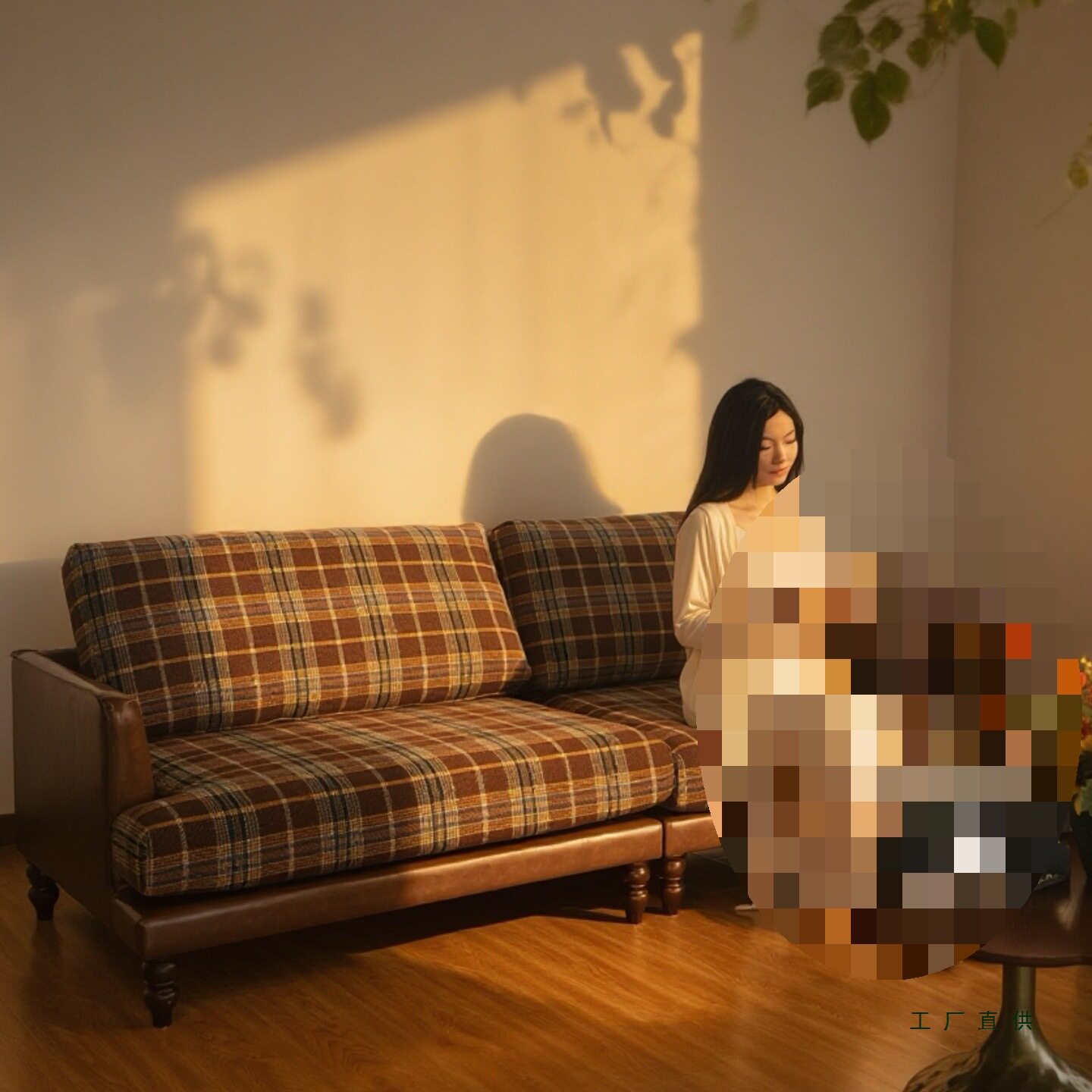 复古田园小户型可拆洗三人沙发