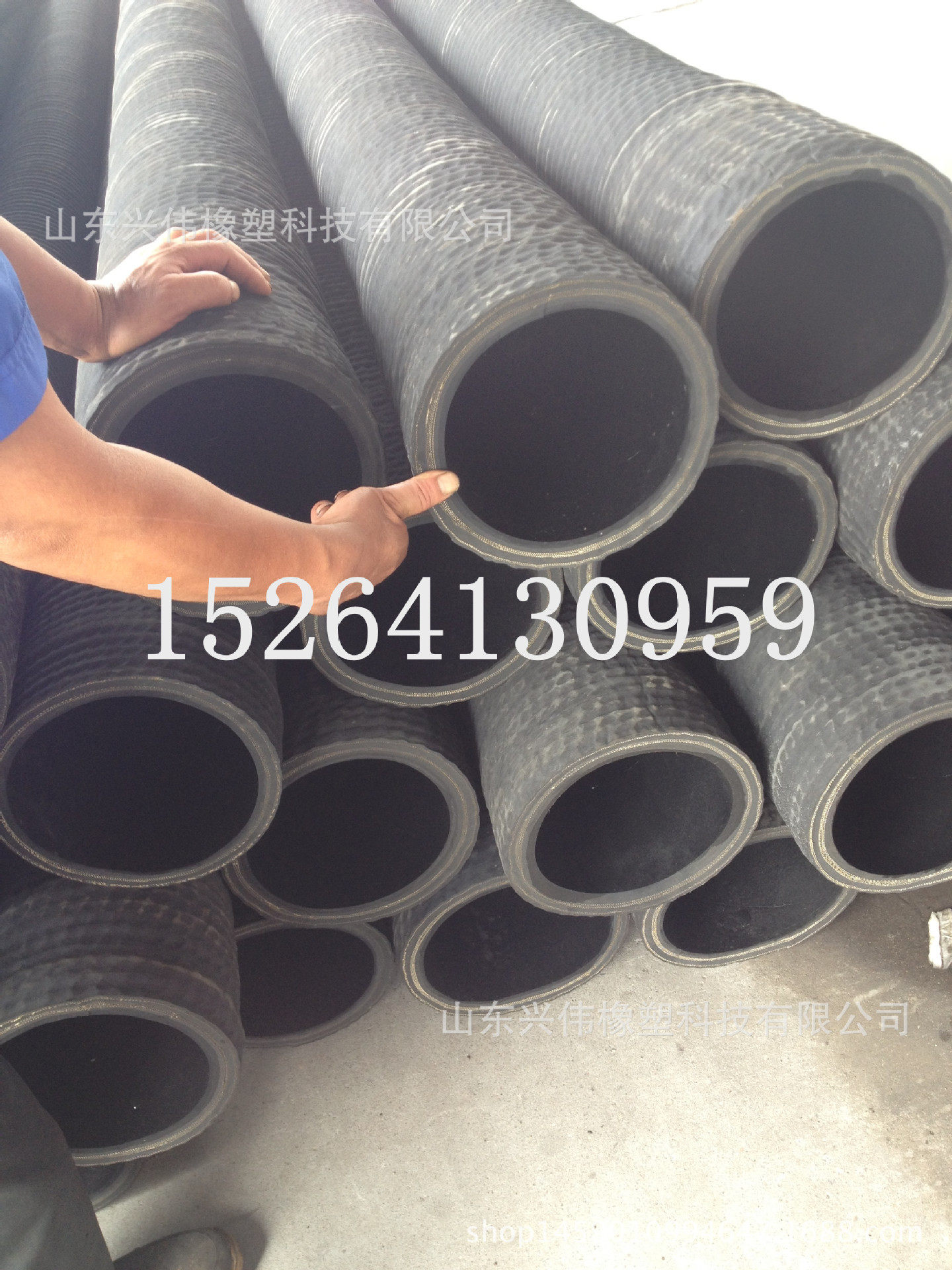 生产销售水泵用吸排水钢丝胶管DN150-600mm法兰黑色钢丝橡胶管