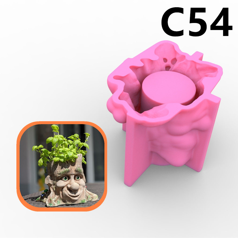 新款人脸树桩花盆硅胶模具 滴胶石膏模具 厂家直销,大量从优C54