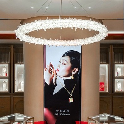 轻奢水晶吊灯客厅主灯餐厅灯具设计师创意花环卧室水晶灯轻奢风