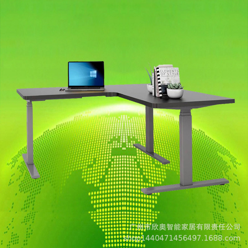 拐角电动升降桌转角电脑桌台式现代L型站立式办公桌调节桌架书桌