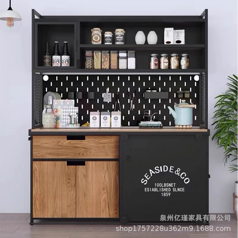 复古餐边柜工业风储物柜家用商用意美式备餐台餐厅餐柜铁艺餐边柜