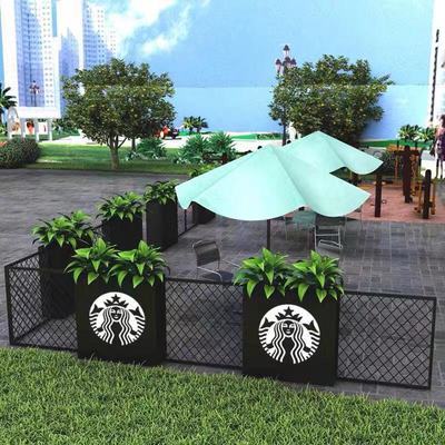 室外花箱组合铁艺外摆市政围栏隔断售楼部镀梓板园林景观订置花箱