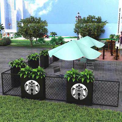 室外花箱组合铁艺外摆市政围栏隔断售楼部镀梓板园林景观订置花箱