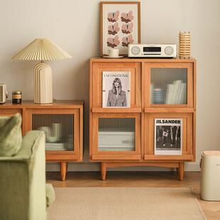 北欧实木餐边柜小户型收纳书柜客厅卧室四斗储物柜樱桃木边柜角柜