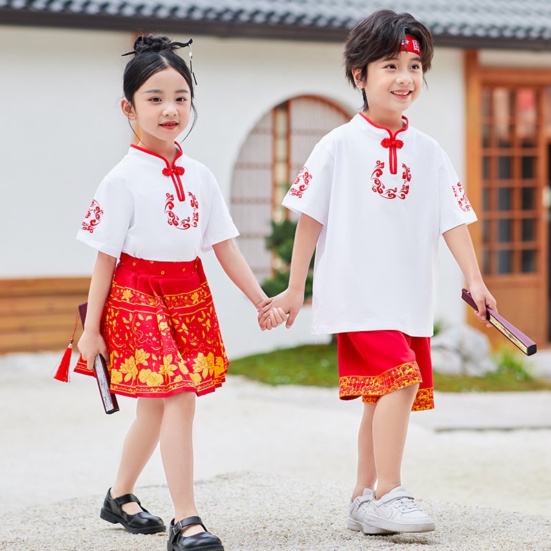 六一儿童马面裙演出服男女童v新中式汉服幼儿园中国风合唱表演服