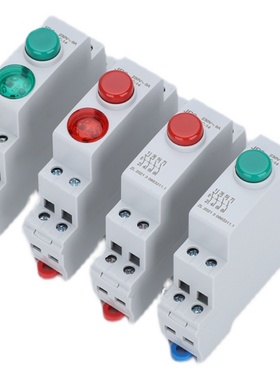 导轨式按钮开关自复位24v2w20v带灯绿色轨道安装电源启动停止红色