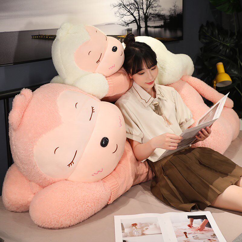 巨大号猴子公仔抱枕女生r床上睡觉专用布娃娃可爱粉色玩偶毛绒玩