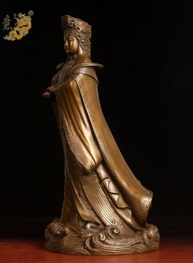 真古意 黄铜妈祖神像摆件 铜开天后圣J母海神妈祖家居供奉工艺品