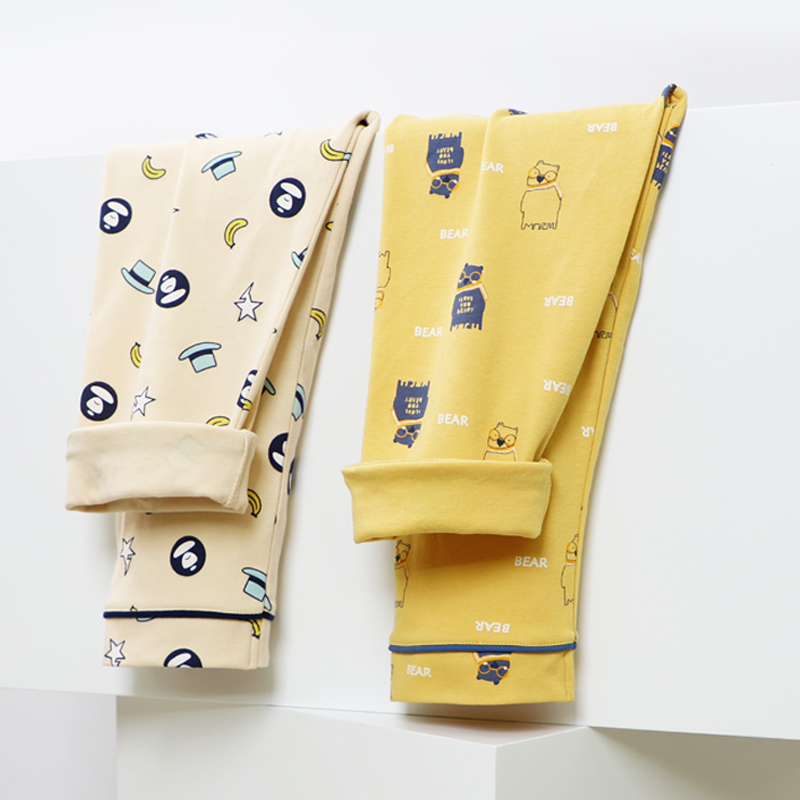 儿童睡裤男童纯棉薄款春秋季男孩空调裤子宝宝绵R绸中女大童家居