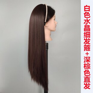 发箍发长直发发箍假发大波浪长卷发半头套可拆卸水波W纹卷发片直