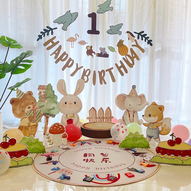 宝宝周岁生日布置场景装饰抓周礼物仪氛围感拍照道具kt板.背景墙