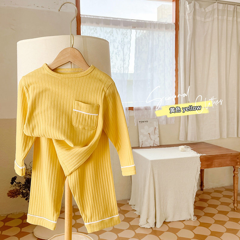 儿童家居服男宝宝内衣套装纯棉女童睡衣两件套婴S儿秋衣秋裤春秋