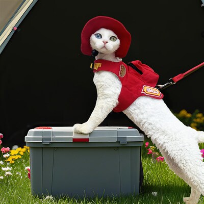 宠物露营户外g遛猫遛狗纯棉帆布背包胸背带牵引绳德文无毛猫书包