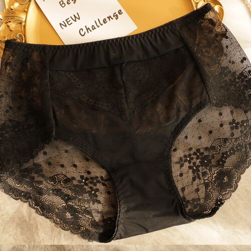 新款网纱蕾丝内裤女胖mm高腰性感包E臀无痕大码三角裤女纯棉裆透