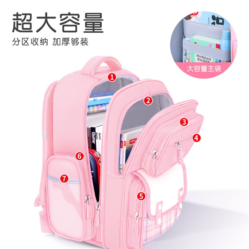 2025b新款小学生女生书包三到六减负护脊一年级女童轻便防水儿童