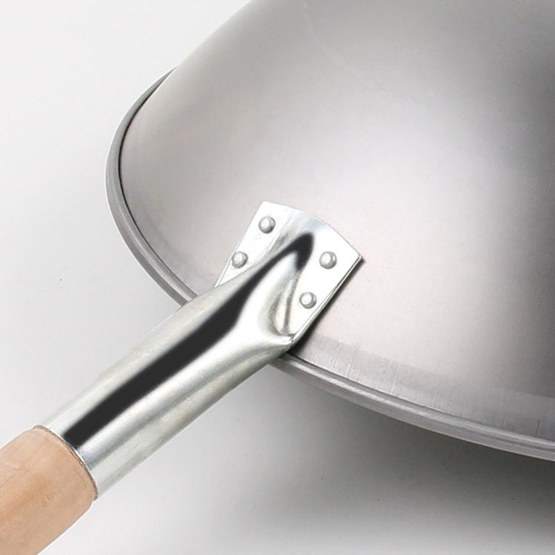 商用电磁炉专用炒锅酒店凹u面电磁灶不锈钢圆底锅双耳手柄炒菜铁