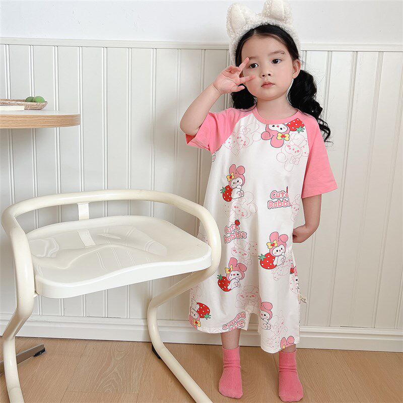 宝宝连体睡衣A类纯棉夏季薄款儿C童短袖睡袋防着凉婴儿空调家居服