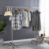 服装 单杠衣架创意不锈钢钛金带轮橱窗道具 展示架c折叠升降落地式
