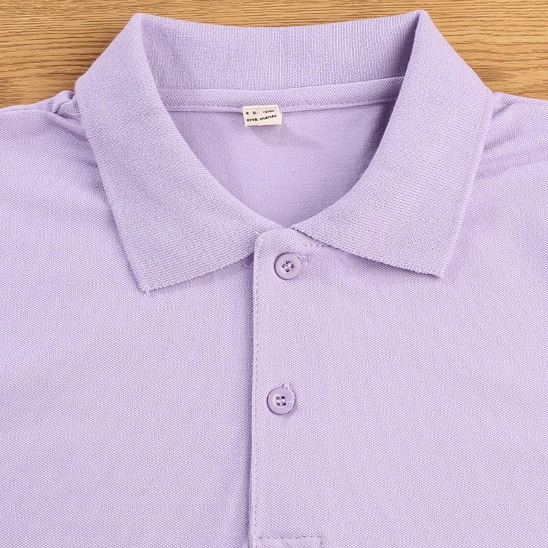儿童紫色短袖T恤半袖男童女童校服小学I生初中班服夏季POLO衫