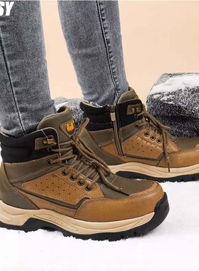德国冬季皮毛一体雪地靴羊毛加绒保暖马丁靴防水防滑棉鞋户外男鞋
