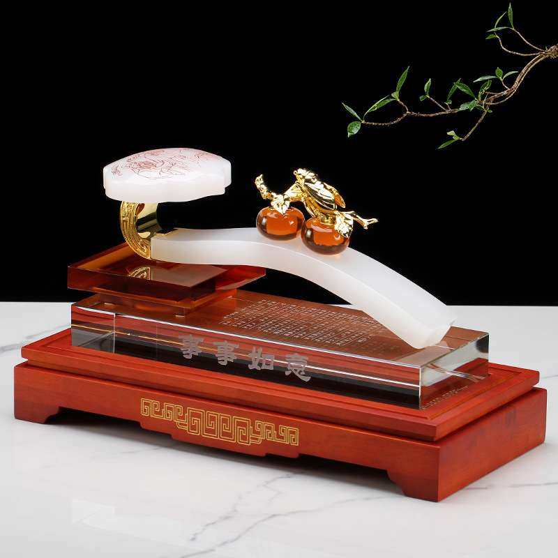 高档琉璃玉如意带带防尘罩送客户礼品公司开业办公室家居高端摆件,家居饰品,桌面摆件,淘宝优惠券,粉丝福利购,淘宝优惠卷