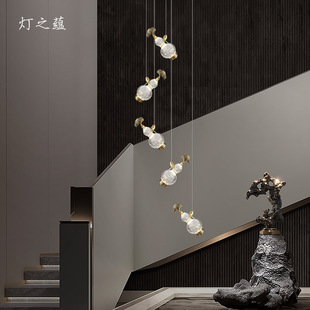 灯之蕴新中式灯具轻奢创意设计师复式楼公寓楼梯吊灯中国风床头灯