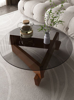 茶几2023新款黑色茶几复古透明网红ins风北欧小户型ins简约小茶几