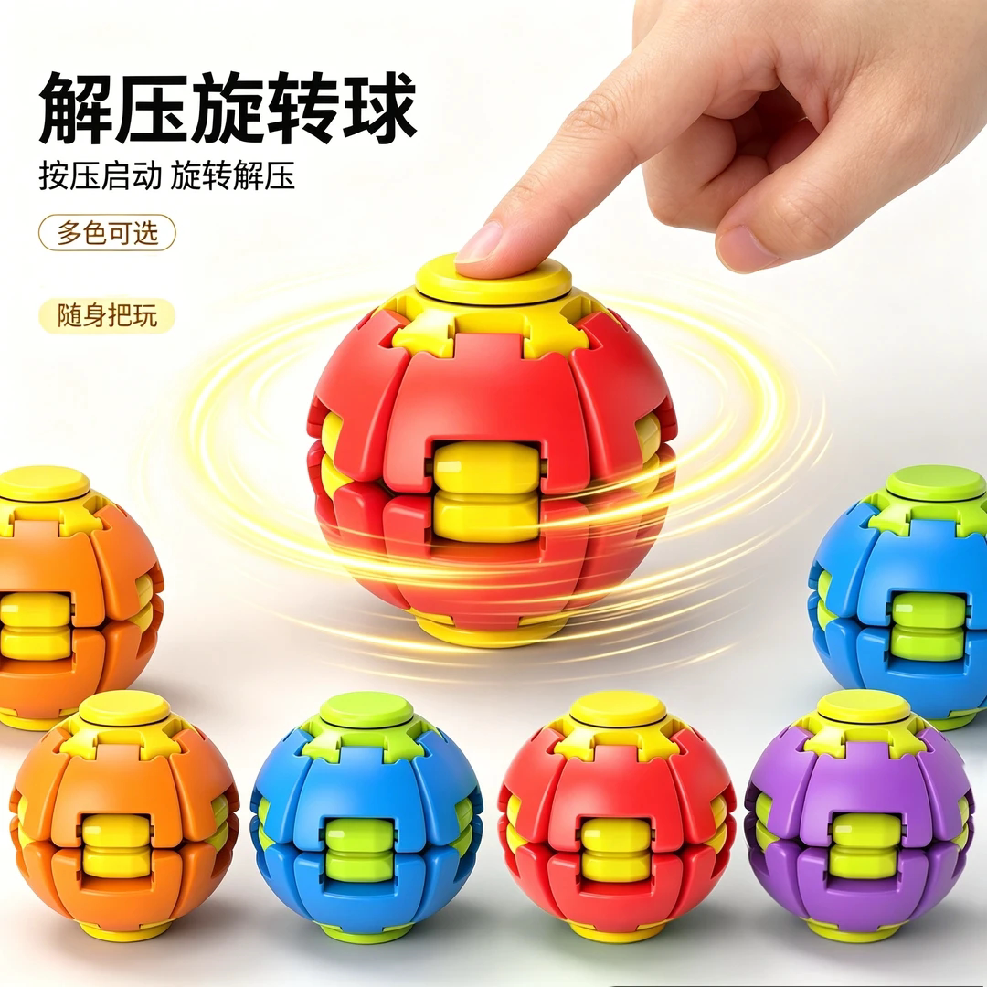 创意礼品按压旋转陀螺解压旋转球减压神器办公室 摆件玩具礼物XX